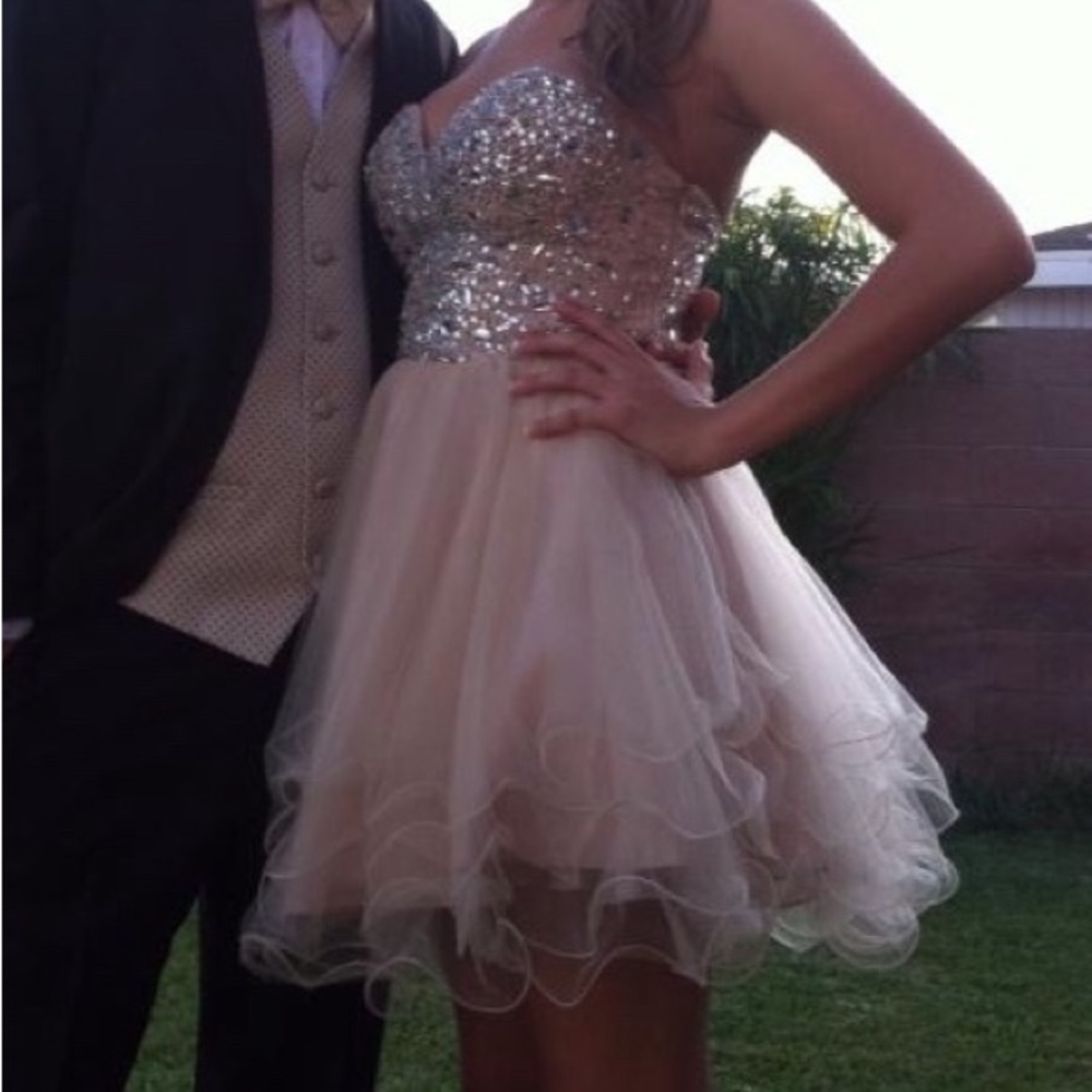 Sparkling Strapless Dress with Tulle Skirt
